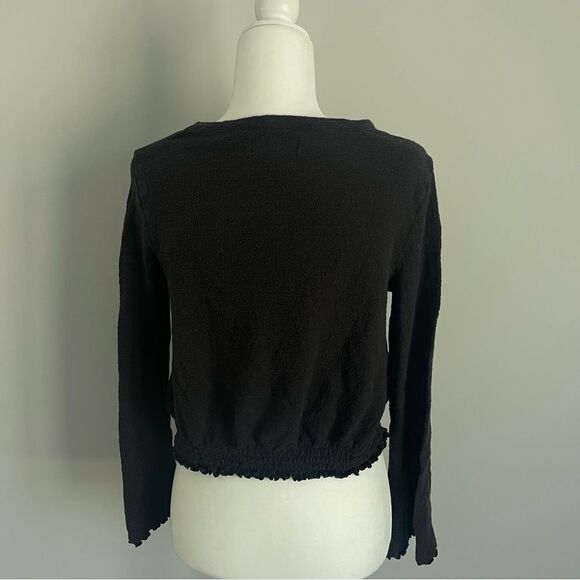 Madewell Texture and Thread Dark Gray Scrunch Top - Picture 3 of 4